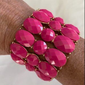Stella & dot chunky bracelet pink boho stone